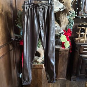Women’s Noli Sz M Brown Leather Joggers